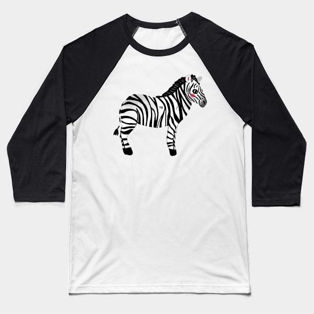 Zebra Painting Hand Drawn Baseball T-Shirt by Mako Design 